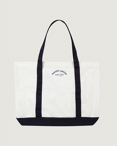 "mini manufacture" ozanam tote#color_off-white-navy