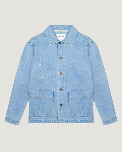 unisex personalizable sébasto cotton twill jacket#color_denim-bleached