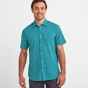Larry Mens S/S Shirt - Pacific Blue Fish Print