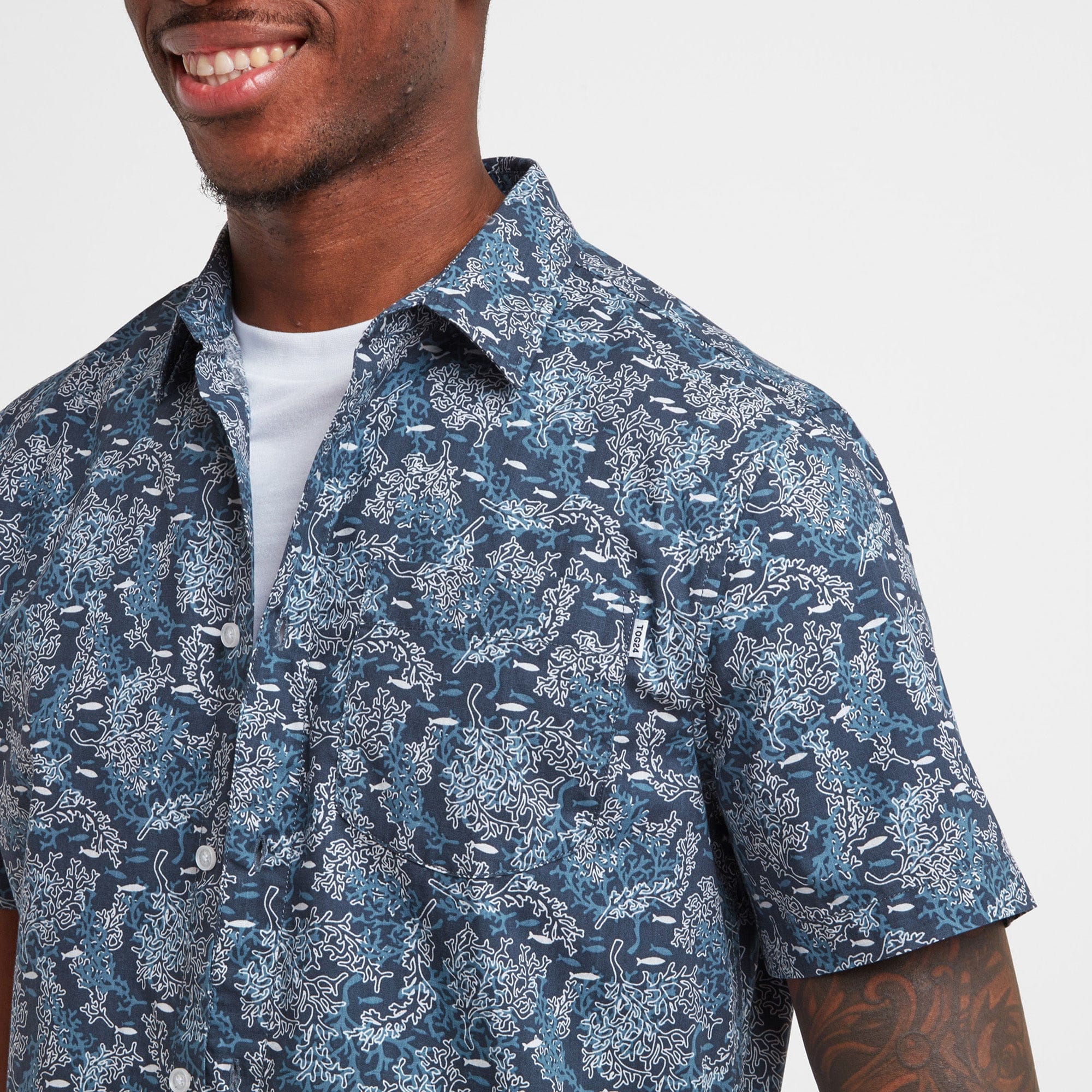 Wesley Mens S/S Shirt - Powder Blue AOP