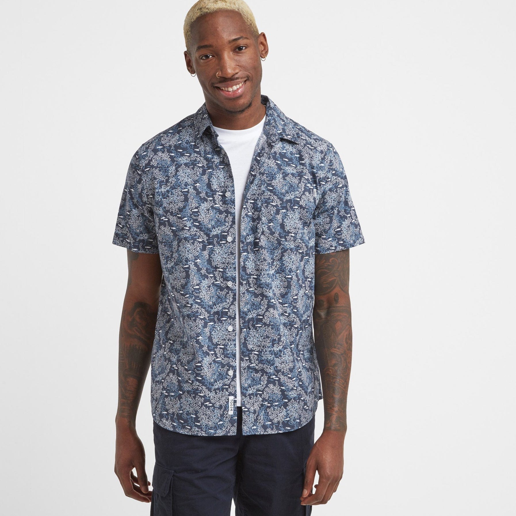 Wesley Mens S/S Shirt - Powder Blue AOP
