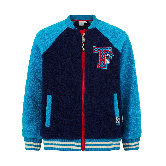 Aberfield Shaun the Sheep Kids Sherpa Varsity Bomber Jacket - Night Blue/Bondi Blue