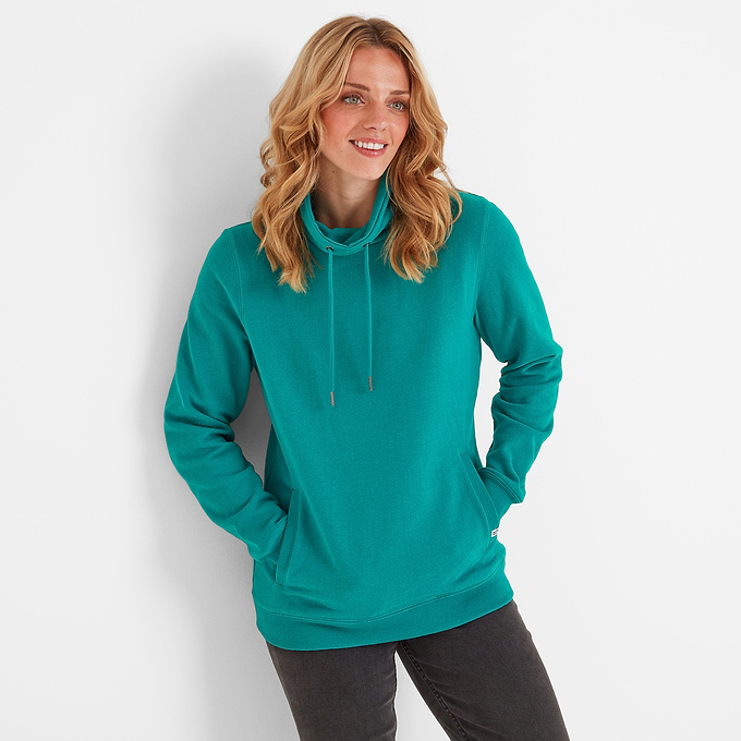 Abigail Womens Funnel Neck Sweat - Teal