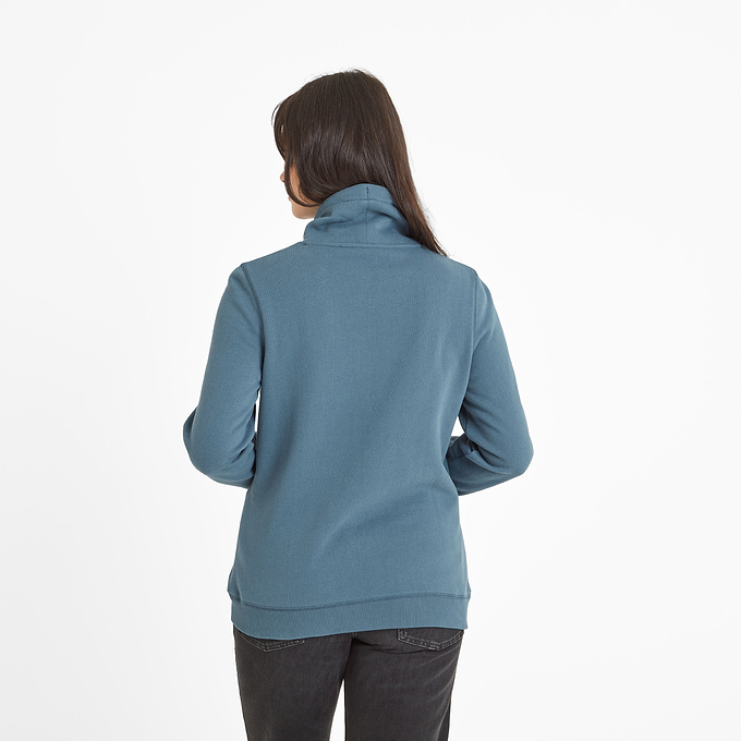 Abigail Womens Funnel Neck Sweat - Blue Dolphin