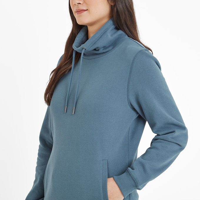 Abigail Womens Funnel Neck Sweat - Blue Dolphin