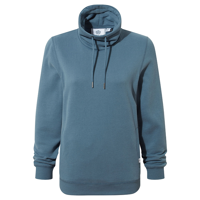Abigail Womens Funnel Neck Sweat - Blue Dolphin