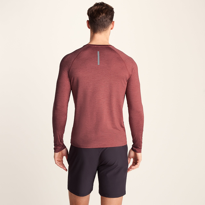 Ace Mens Long Sleeve Performance T-Shirt - Garnet Red