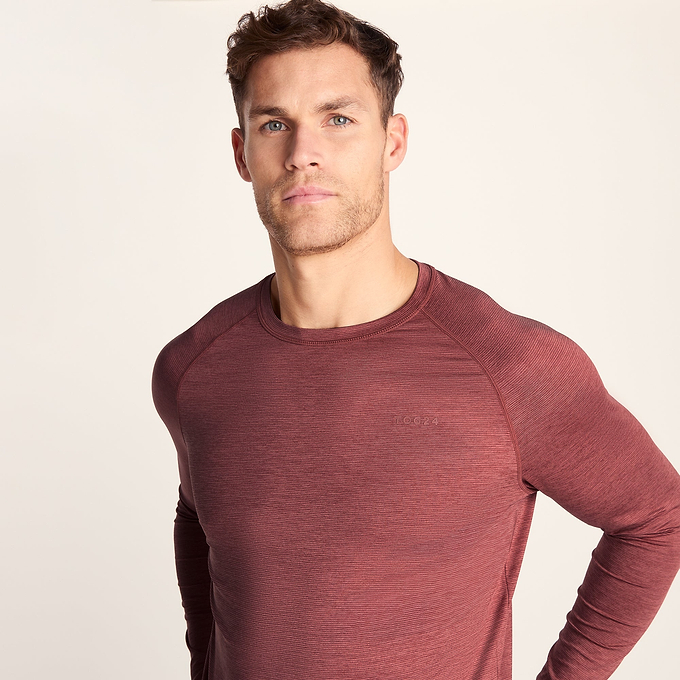 Ace Mens Long Sleeve Performance T-Shirt - Garnet Red