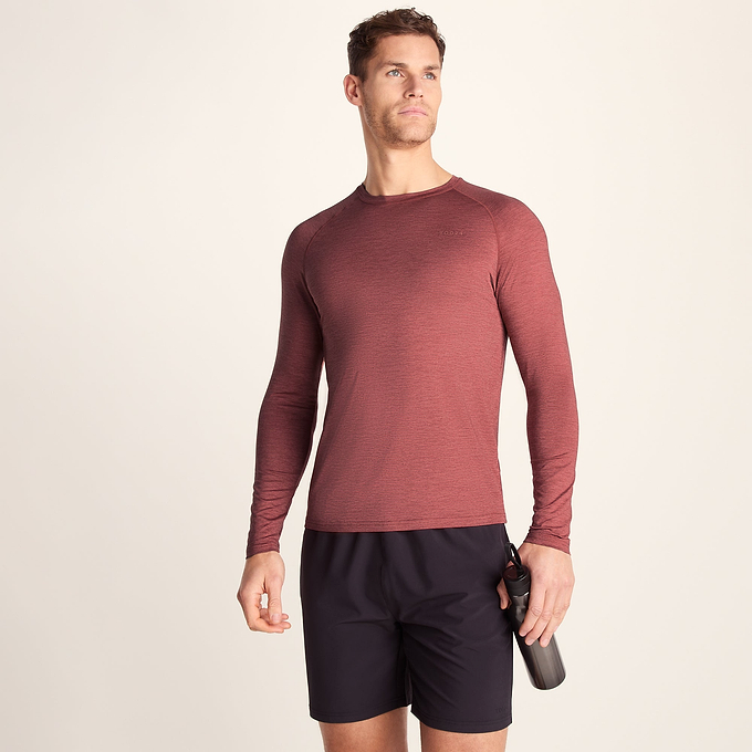 Ace Mens Long Sleeve Performance T-Shirt - Garnet Red