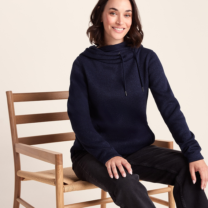 Acer Womens Knitlook Fleece Hoody - Oxford Blue Marl