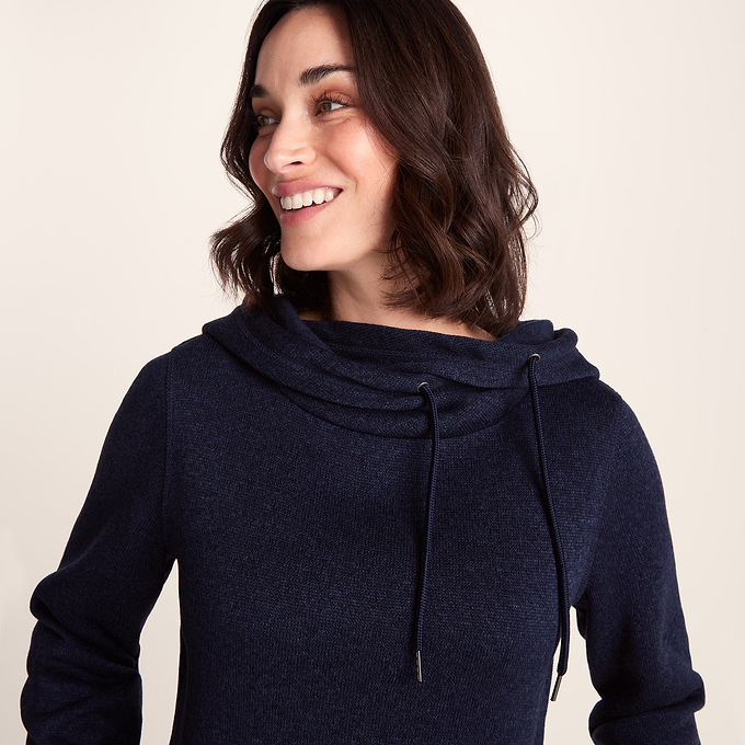 Acer Womens Knitlook Fleece Hoody - Oxford Blue Marl