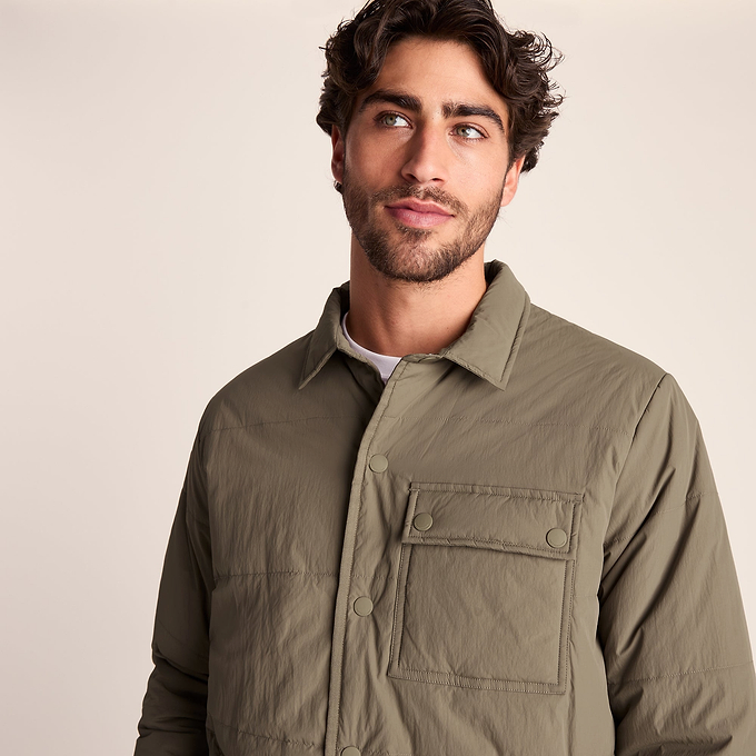 Adamson Mens Shower Resistant Insulated Shacket - Mushroom