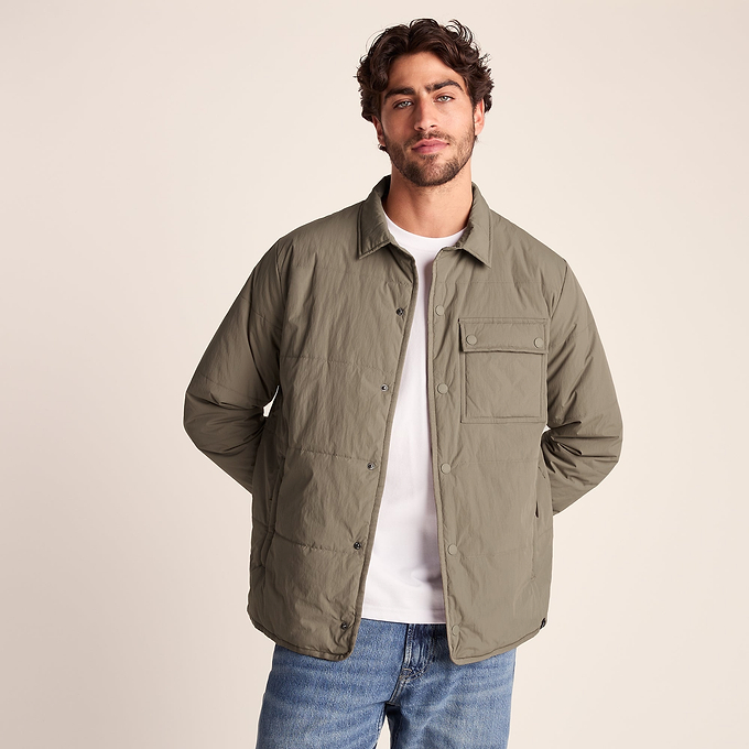 Adamson Mens Shower Resistant Insulated Shacket - Mushroom