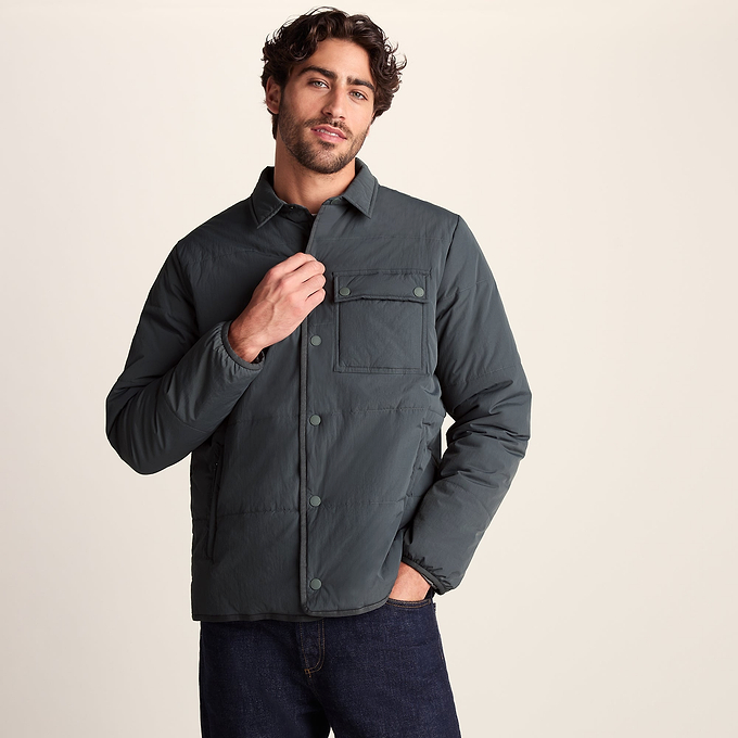 Adamson Mens Shower Resistant Insulated Shacket - Deep Slate