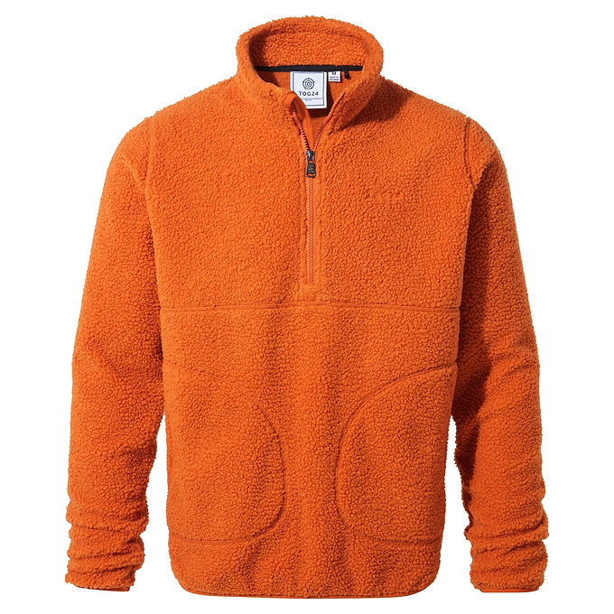 Adams Mens Sherpa Half Zip Fleece - Dark Orange