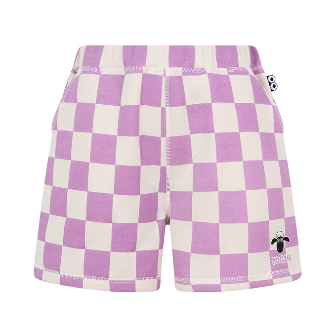 Afrino Kids Shaun the Sheep Sweatshort - Liliac Haze/Woolly Checkerboard