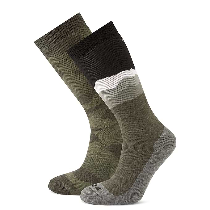 Aleko Mens Ski Socks - Khaki/Black