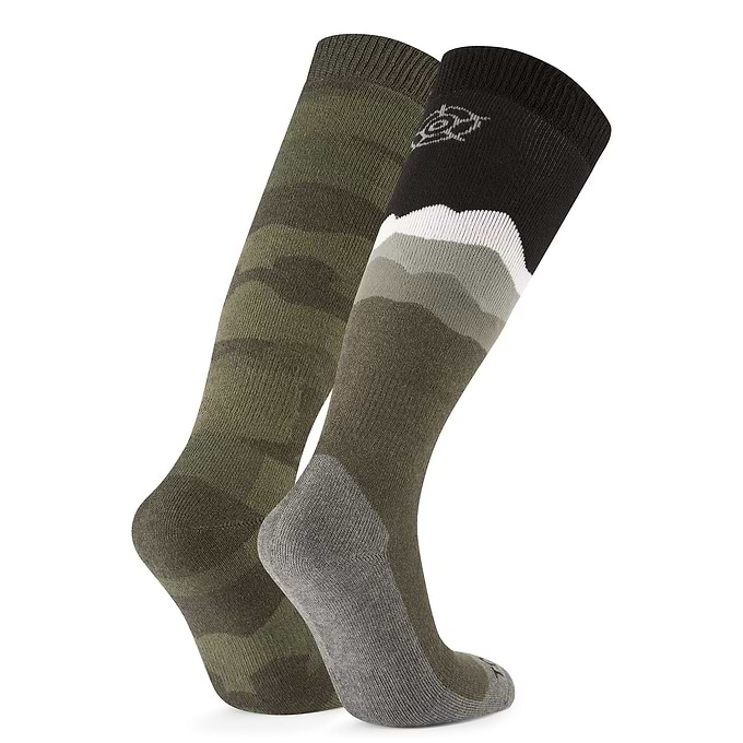 Aleko Mens Ski Socks - Khaki/Black