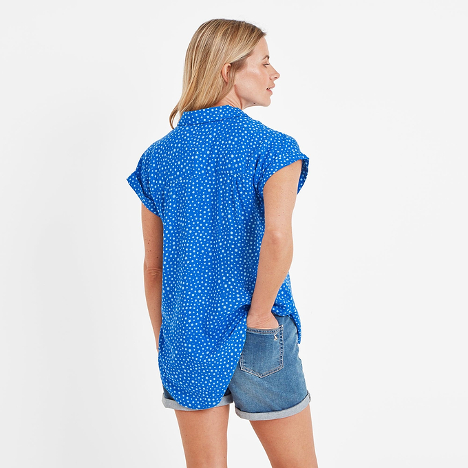 Alston Womens Shoer Short Sleeve Shirt - Mykonos Blue Star Print