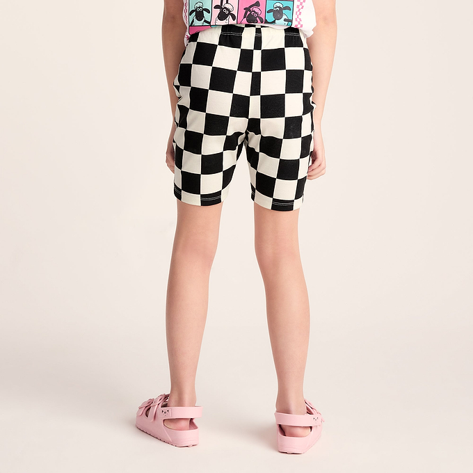 Altay Kids Shaun the Sheep Cycling Short - Black Woolly Checkerboard