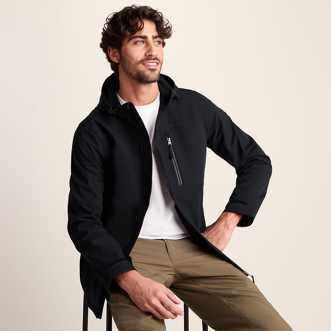Andro Mens Hooded Waterproof Softshell Jacket - Black