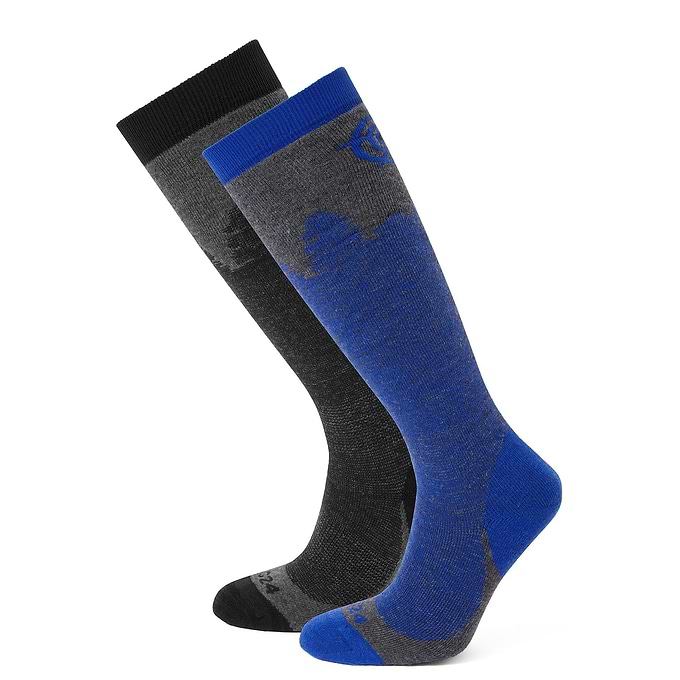 Aprica 2 Pack Mens Ski Sock - Black/Royal Blue