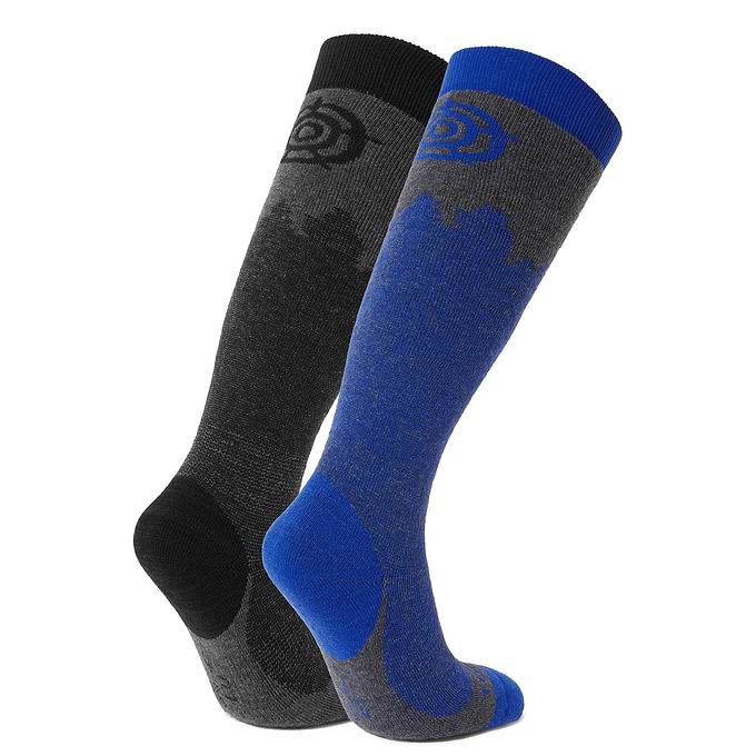Aprica 2 Pack Mens Ski Sock - Black/Royal Blue