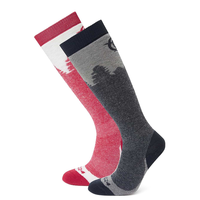 Aprica 2 Pack Womens Ski Sock - Dark Indigo/Dark Pink