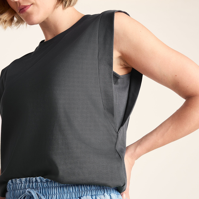 April Womens 100% Cotton Supersoft Boxy Fit Vest - Deep Slate