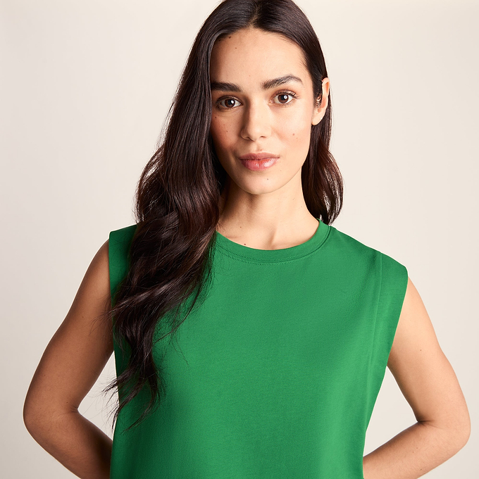 April Womens 100% Cotton Supersoft Boxy Fit Vest - Sage