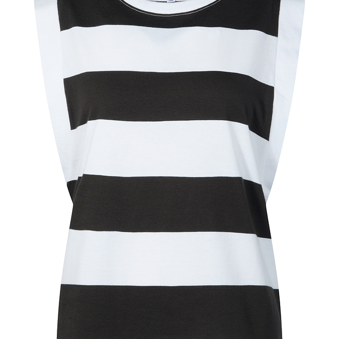 Aurelia Womens 100% Cotton Supersoft Boxy Fit Vest - Washed Black Stripe