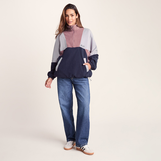 Womens Fleece Jacket - Mauve/Oxford Blue