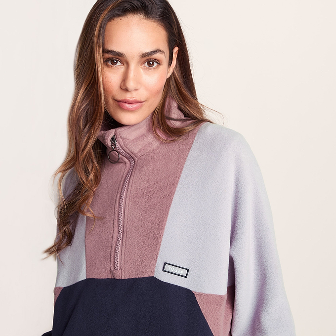 Womens Fleece Jacket - Mauve/Oxford Blue