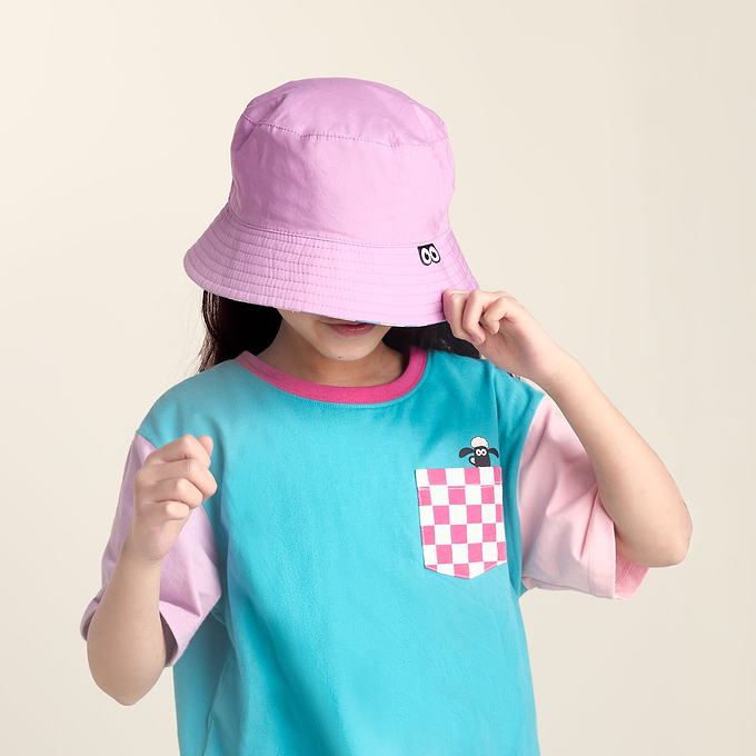 Balkhi Kids Shaun the Sheep Bucket Hat - Spearmint/Woolly Checkerboard