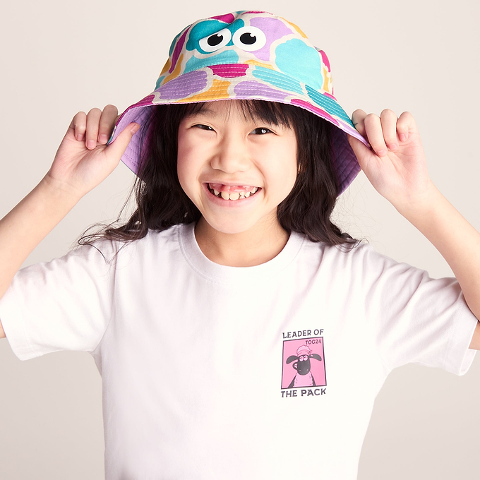 Balkhi Kids Shaun the Sheep Bucket Hat - Pink Cloud Print