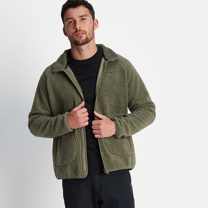 Bamford Mens Raglan Sherpa Fleece Jacket - Khaki