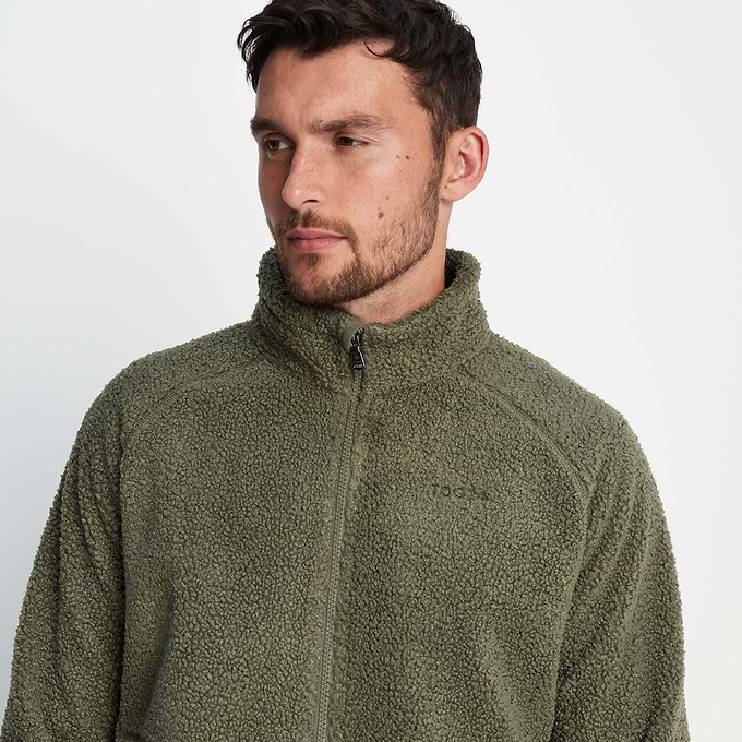 Bamford Mens Raglan Sherpa Fleece Jacket - Khaki
