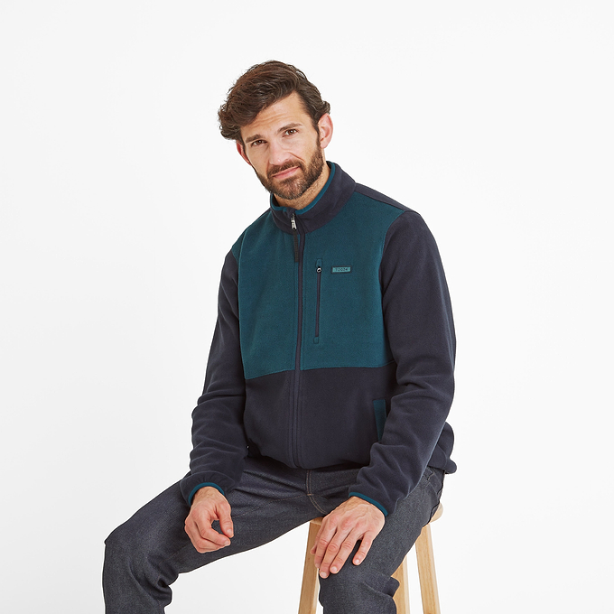 Banwell Mens Microfleece Jacket - Dark Indigo/Petrol Green