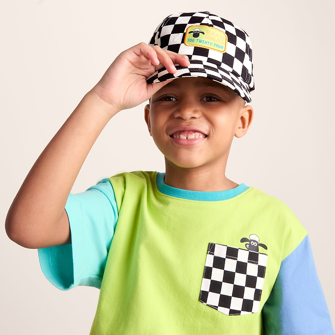 Bardoka Kids Shaun the Sheep Baseball Cap - Black White Checkerboard