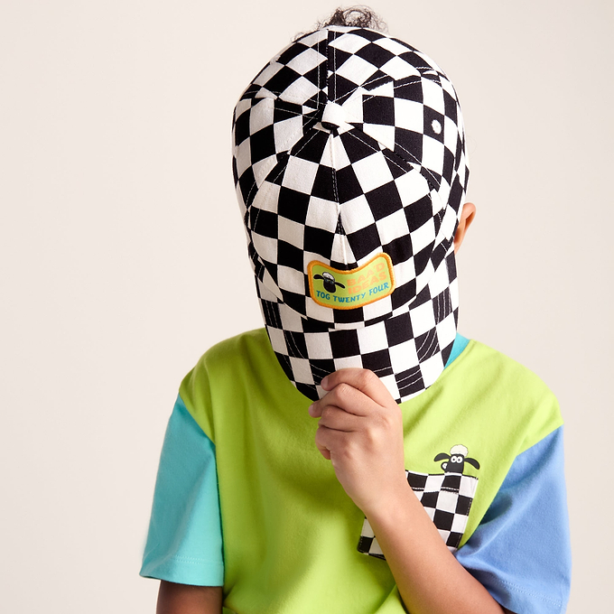 Bardoka Kids Shaun the Sheep Baseball Cap - Black White Checkerboard