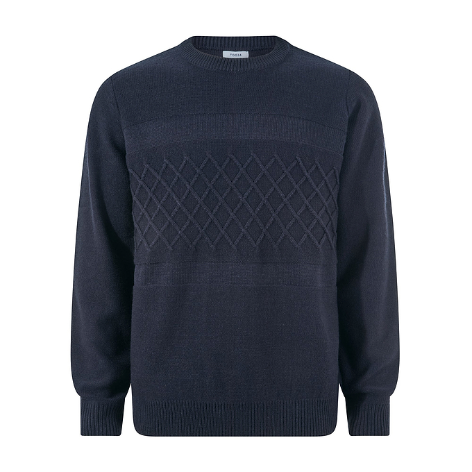Bart Mens Textured Cable Knit Jumper - Deepest Blue