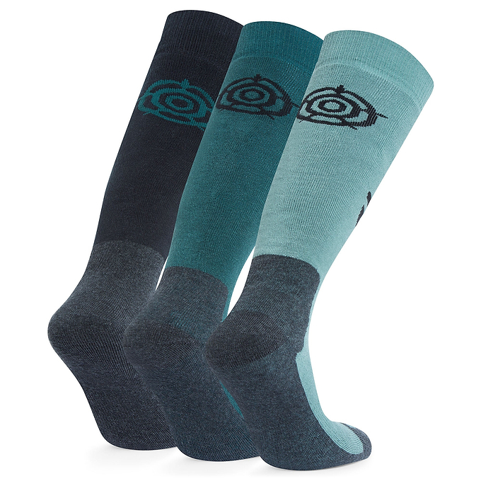 Bergenz 3 Pack Mens Ski Socks - Black/Dark Turquoise/Steel Teal