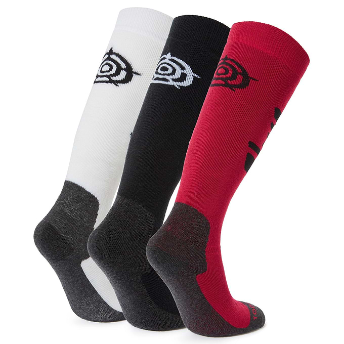 Bergenz 3 Pack Womens Ski Socks - Black/Dark Pink/Optic White