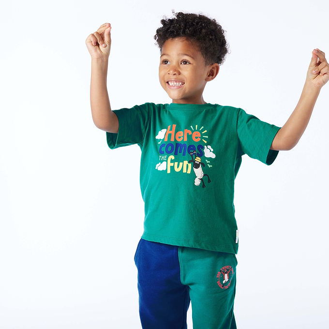 Boreray Kids Shaun the Sheep T-Shirt - Jungle Green