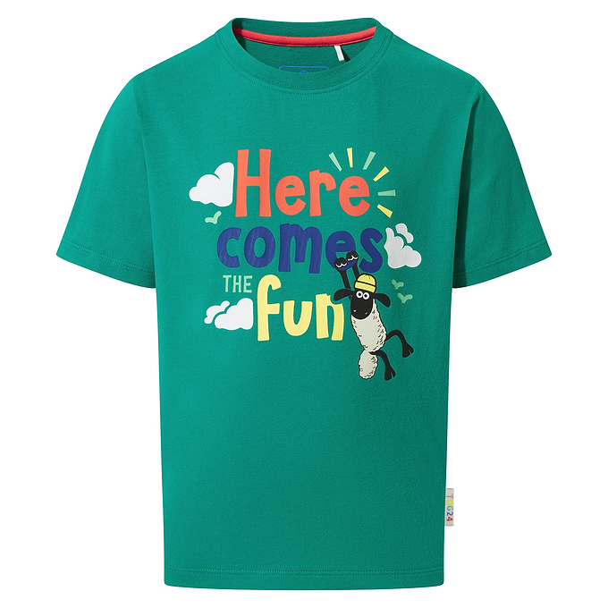 Boreray Kids Shaun the Sheep T-Shirt - Jungle Green