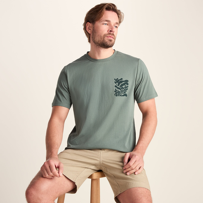 Botanical Mens Relaxed Fit Supersoft T-shirt - Light Forest
