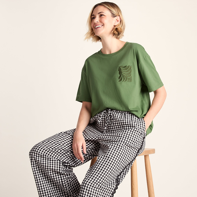 Botanical Womens Relaxed Fit Supersoft T-shirt - Dark Matcha