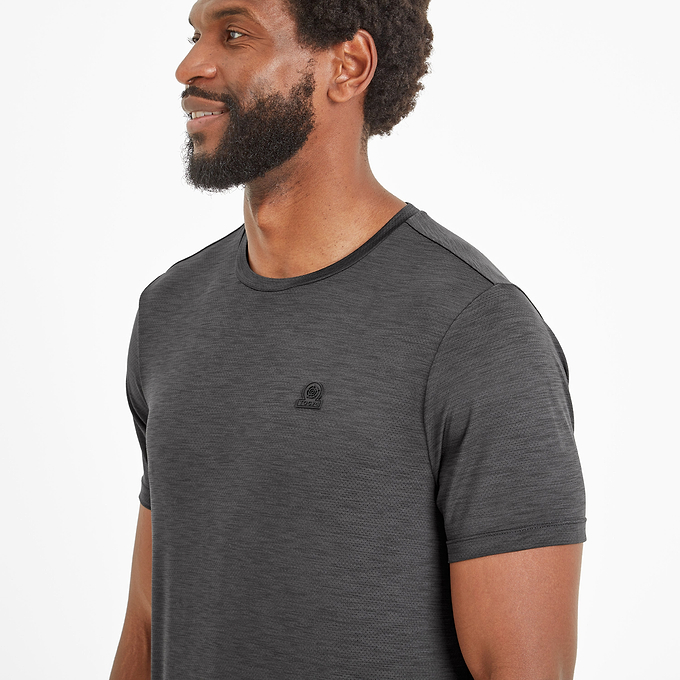 Boyton Mens Tech Short Sleeve Top - Black Marl