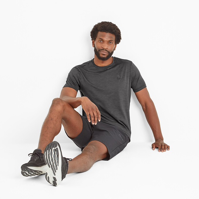 Boyton Mens Tech Short Sleeve Top - Black Marl