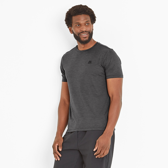 Boyton Mens Tech Short Sleeve Top - Black Marl